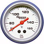 524-15 oil temperature gauge. Silver dial, silver bezel. Mechanical 50–150 deg C.