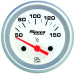 524-21 oil temperature gauge. Silver dial, silver bezel. Electric 50–100 deg C.