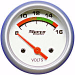 524-22 voltmeter. Silver dial, silver bezel. 8–16 volts.