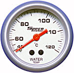 524-23 water temperature gauge. Silver dial, silver bezel. Mechanical 40–120 deg C.